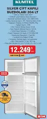 KUMTEL SİLVER ÇİFT KAPILI BUZDOLABI 204 LT